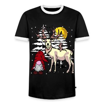 St. Nicholas Forest Xmas Christmas Fantasy Christmas - Men's Ringer Shirt - black/white - Front - AI Model Female 172 light (172cm) & AI Model Male 178 light (178cm)