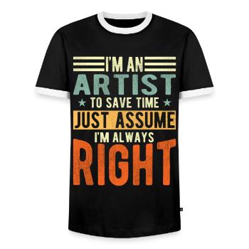 Artiste - T-shirt contrasté Homme - noir/blanc - Devant - AI Model Female 172 light (172cm) & AI Model Male 178 light (178cm)