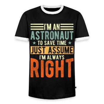 Astronaut - Men's Ringer Shirt - black/white - Front - AI Model Female 172 light (172cm) & AI Model Male 178 light (178cm)