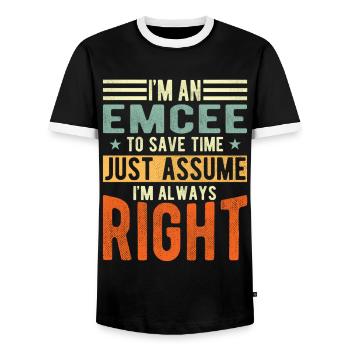 Presenter - Men's Ringer Shirt - black/white - Front - AI Model Female 172 light (172cm) & AI Model Male 178 light (178cm)