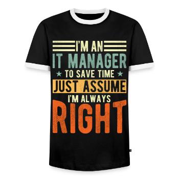 It Manager - Männer Kontrast-T-Shirt - Schwarz/Weiß - Vorne - AI Model Female 172 light (172cm) & AI Model Male 178 light (178cm)