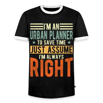 Urban planner - Men's Ringer Shirt - black/white - Front - AI Model Female 172 light (172cm) & AI Model Male 178 light (178cm)