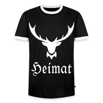 Patrie : bois de cerf - T-shirt contrasté Homme - noir/blanc - Devant - AI Model Female 172 light (172cm) & AI Model Male 178 light (178cm)