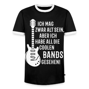 Ich Habe All Die Coolen Bands Gesehen! (Rock / W) - Männer Kontrast-T-Shirt - Schwarz/Weiß - Vorne - AI Model Female 172 light (172cm) & AI Model Male 178 light (178cm)