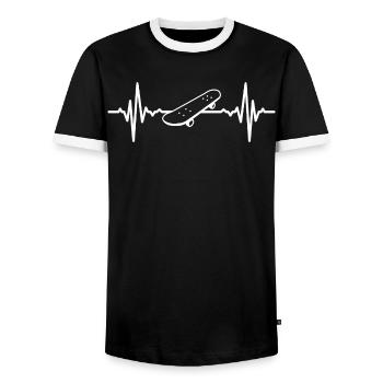 Ligne Skateboarder Heart - T-shirt contrasté Homme - noir/blanc - Devant - AI Model Female 172 light (172cm) & AI Model Male 178 light (178cm)