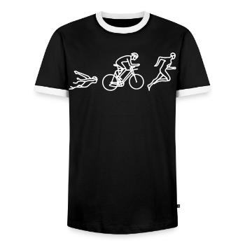 Triathlon Sketch - Men's Ringer Shirt - black/white - Front - AI Model Female 172 light (172cm) & AI Model Male 178 light (178cm)