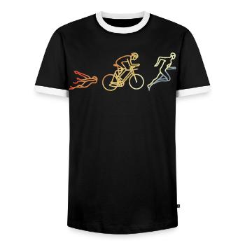 Triathlete Vintage Style - Men's Ringer Shirt - black/white - Front - AI Model Female 172 light (172cm) & AI Model Male 178 light (178cm)