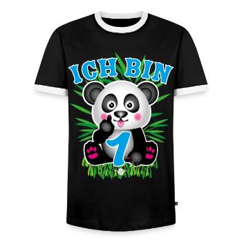 05 Baby Panda Ich bin 1 Blau Stinkefinger Bambus - Männer Kontrast-T-Shirt - Schwarz/Weiß - Vorne - AI Model Female 172 light (172cm) & AI Model Male 178 light (178cm)