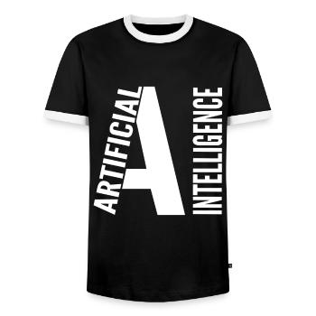 Intelligence artificielle - T-shirt contrasté Homme - noir/blanc - Devant - AI Model Female 172 light (172cm) & AI Model Male 178 light (178cm)