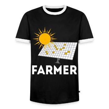 Solar solar farmer renewable energy electricity - Men's Ringer Shirt - black/white - Front - AI Model Female 172 light (172cm) & AI Model Male 178 light (178cm)