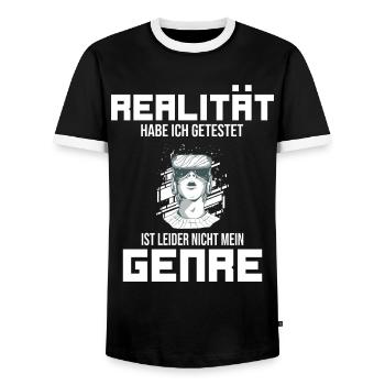 VR virtuelle Realität VR Brille Gamer Geschenk - Männer Kontrast-T-Shirt - Schwarz/Weiß - Vorne - AI Model Female 172 light (172cm) & AI Model Male 178 light (178cm)