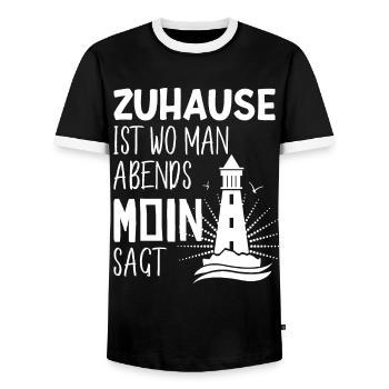 Le nord est à la maison où tu dis Moin le soir - T-shirt contrasté Homme - noir/blanc - Devant - AI Model Female 172 light (172cm) & AI Model Male 178 light (178cm)