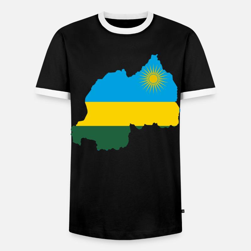 Rwanda map flag flag coat - Men's Ringer Shirt - black/white