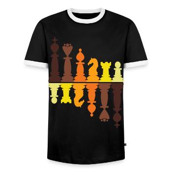 Vintage chess pieces retro king queen pawn rook - Men's Ringer Shirt - black/white - Front - AI Model Female 172 light (172cm) & AI Model Male 178 light (178cm)