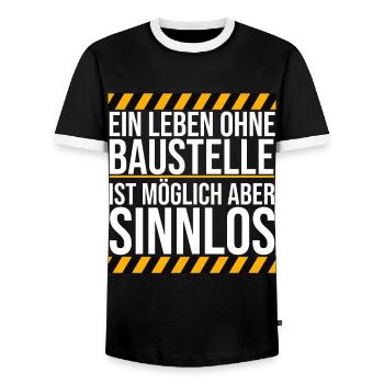 Baustelle Bauarbeiter Handwerker lustiger Spruch - Männer Kontrast-T-Shirt - Schwarz/Weiß - Vorne - AI Model Female 172 light (172cm) & AI Model Male 178 light (178cm)