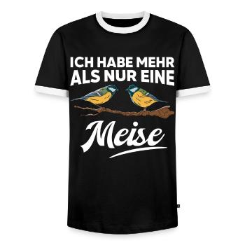 Ich habe mehr als nur eine Meise - Männer Kontrast-T-Shirt - Schwarz/Weiß - Vorne - AI Model Female 172 light (172cm) & AI Model Male 178 light (178cm)