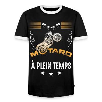 les Motards sont passionnés idée cadeau homme moto - T-shirt contrasté Homme - noir/blanc - Devant - AI Model Female 172 light (172cm) & AI Model Male 178 light (178cm)
