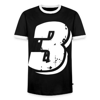 3 Zahl Symbol - Männer Kontrast-T-Shirt - Schwarz/Weiß - Vorne - AI Model Female 172 light (172cm) & AI Model Male 178 light (178cm)