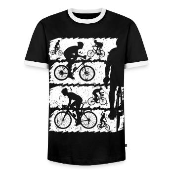 Radfahrer Silhouette Rennrad Fahrrad - Männer Kontrast-T-Shirt - Schwarz/Weiß - Vorne - AI Model Female 172 light (172cm) & AI Model Male 178 light (178cm)