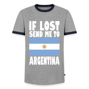 Drapeau de l’Argentine - T-shirt contrasté Homme - gris/marine  - Devant - AI Model Female 172 light (172cm) & AI Model Male 178 light (178cm)