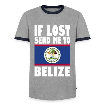 Belize Flagge Spruch - Männer Kontrast-T-Shirt - Grau/Navy  - Vorne - AI Model Female 172 light (172cm) & AI Model Male 178 light (178cm)