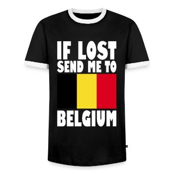 Belgien Flagge Spruch - Männer Kontrast-T-Shirt - Schwarz/Weiß - Vorne - AI Model Female 172 light (172cm) & AI Model Male 178 light (178cm)
