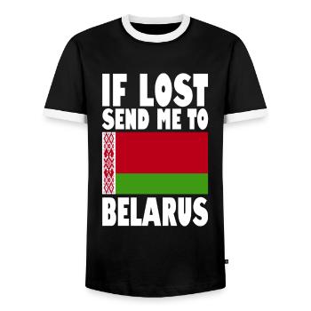 Belarus Flag Slogan - Men's Ringer Shirt - black/white - Front - AI Model Female 172 light (172cm) & AI Model Male 178 light (178cm)