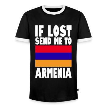 Drapeau de l’Arménie - T-shirt contrasté Homme - noir/blanc - Devant - AI Model Female 172 light (172cm) & AI Model Male 178 light (178cm)