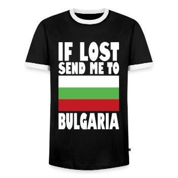 Dicton du drapeau de la Bulgarie - T-shirt contrasté Homme - noir/blanc - Devant - AI Model Female 172 light (172cm) & AI Model Male 178 light (178cm)