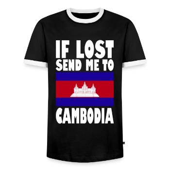 Drapeau du Cambodge Disant - T-shirt contrasté Homme - noir/blanc - Devant - AI Model Female 172 light (172cm) & AI Model Male 178 light (178cm)
