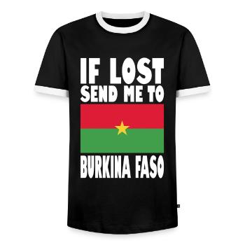 Slogan du drapeau du Burkina Faso - T-shirt contrasté Homme - noir/blanc - Devant - AI Model Female 172 light (172cm) & AI Model Male 178 light (178cm)