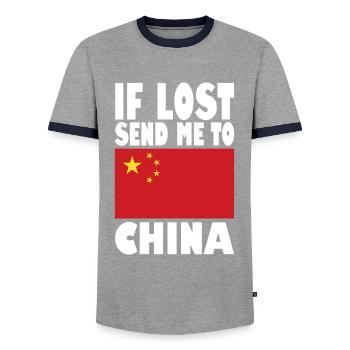 Drapeau chinois - T-shirt contrasté Homme - gris/marine  - Devant - AI Model Female 172 light (172cm) & AI Model Male 178 light (178cm)