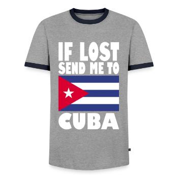 Drapeau de Cuba - T-shirt contrasté Homme - gris/marine  - Devant - AI Model Female 172 light (172cm) & AI Model Male 178 light (178cm)