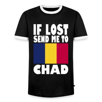 Chad Flag Saying - Men's Ringer Shirt - black/white - Front - AI Model Female 172 light (172cm) & AI Model Male 178 light (178cm)