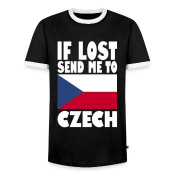 Drapeau de la République tchèque - T-shirt contrasté Homme - noir/blanc - Devant - AI Model Female 172 light (172cm) & AI Model Male 178 light (178cm)