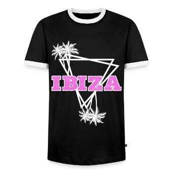 Ibiza Sommer Sonne Strand Meer Palmen Urlaub - Männer Kontrast-T-Shirt - Schwarz/Weiß - Vorne - AI Model Female 172 light (172cm) & AI Model Male 178 light (178cm)