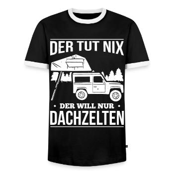 Der Tut Nix Der Will Nur Dachzelten Camping - Männer Kontrast-T-Shirt - Schwarz/Weiß - Vorne - AI Model Female 172 light (172cm) & AI Model Male 178 light (178cm)