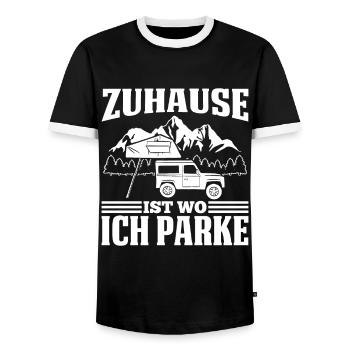 Zuhause Ist Wo Ich Parke Camping Autodachzelt - Männer Kontrast-T-Shirt - Schwarz/Weiß - Vorne - AI Model Female 172 light (172cm) & AI Model Male 178 light (178cm)