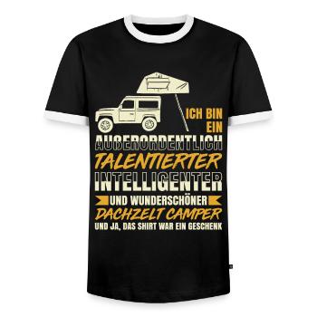 Ich Bin Ein Talentierter Dachzelt Camper Camping - Männer Kontrast-T-Shirt - Schwarz/Weiß - Vorne - AI Model Female 172 light (172cm) & AI Model Male 178 light (178cm)