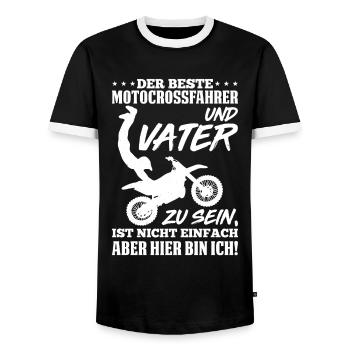 Der Beste Motocrossfahrer Und Vater Zum Vatertag - Männer Kontrast-T-Shirt - Schwarz/Weiß - Vorne - AI Model Female 172 light (172cm) & AI Model Male 178 light (178cm)