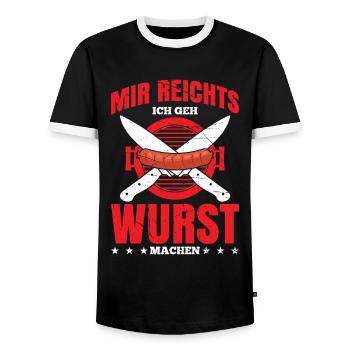Mir Reichts Ich Geh Wurst Machen Metzger - Männer Kontrast-T-Shirt - Schwarz/Weiß - Vorne - AI Model Female 172 light (172cm) & AI Model Male 178 light (178cm)