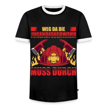 Weg Da Die Jugendfeuerwehr Muss Durch - Männer Kontrast-T-Shirt - Schwarz/Weiß - Vorne - AI Model Female 172 light (172cm) & AI Model Male 178 light (178cm)