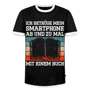 Ich Betrüge Mein Smartphone Ab Und Zu Mal Mit Eine - Männer Kontrast-T-Shirt - Schwarz/Weiß - Vorne - AI Model Female 172 light (172cm) & AI Model Male 178 light (178cm)