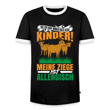 Nee Ich Habe Immer Noch Keine Kinder! Meine Ziege - Männer Kontrast-T-Shirt - Schwarz/Weiß - Vorne - AI Model Female 172 light (172cm) & AI Model Male 178 light (178cm)