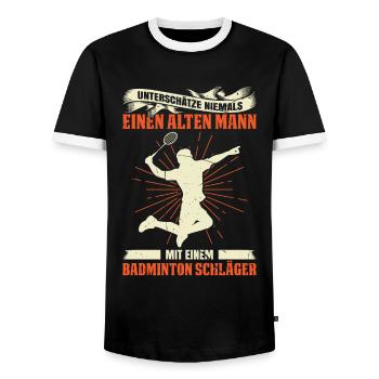 Unterschätze Niemals Einen Alten Mann Mit Einem Ba - Männer Kontrast-T-Shirt - Schwarz/Weiß - Vorne - AI Model Female 172 light (172cm) & AI Model Male 178 light (178cm)
