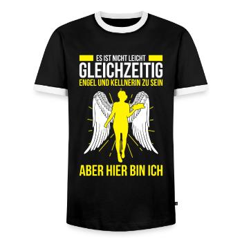 Es Ist Nicht Leicht Gleichzeitig Engel Und Kellner - Männer Kontrast-T-Shirt - Schwarz/Weiß - Vorne - AI Model Female 172 light (172cm) & AI Model Male 178 light (178cm)