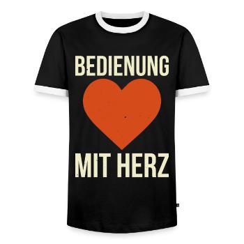 Bedienung Mit Herz - Männer Kontrast-T-Shirt - Schwarz/Weiß - Vorne - AI Model Female 172 light (172cm) & AI Model Male 178 light (178cm)
