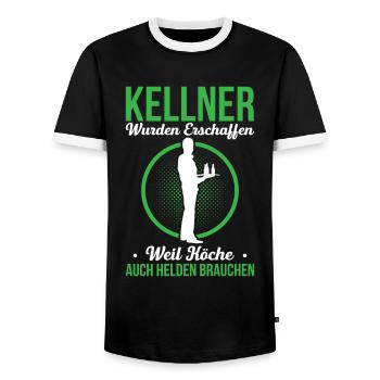 Kellner Wurden Erschaffen Weil Köche Auch Helden B - Männer Kontrast-T-Shirt - Schwarz/Weiß - Vorne - AI Model Female 172 light (172cm) & AI Model Male 178 light (178cm)