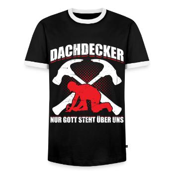 Dachdecker Nur Gott Steht Über Uns Geschenk - Männer Kontrast-T-Shirt - Schwarz/Weiß - Vorne - AI Model Female 172 light (172cm) & AI Model Male 178 light (178cm)