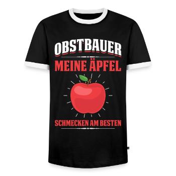 Obstbauer Meine Äpfel Schmecken Am Besten - Männer Kontrast-T-Shirt - Schwarz/Weiß - Vorne - AI Model Female 172 light (172cm) & AI Model Male 178 light (178cm)